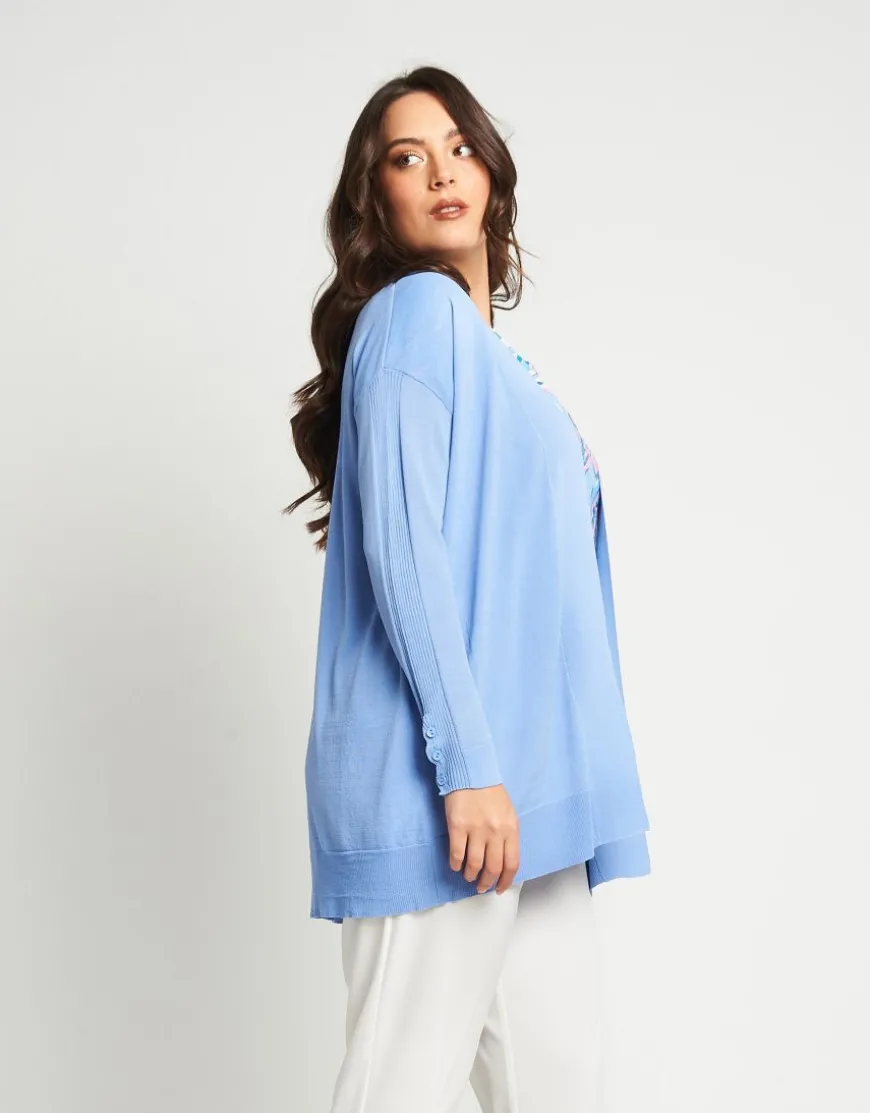 Caban in maglia con inserti a costine