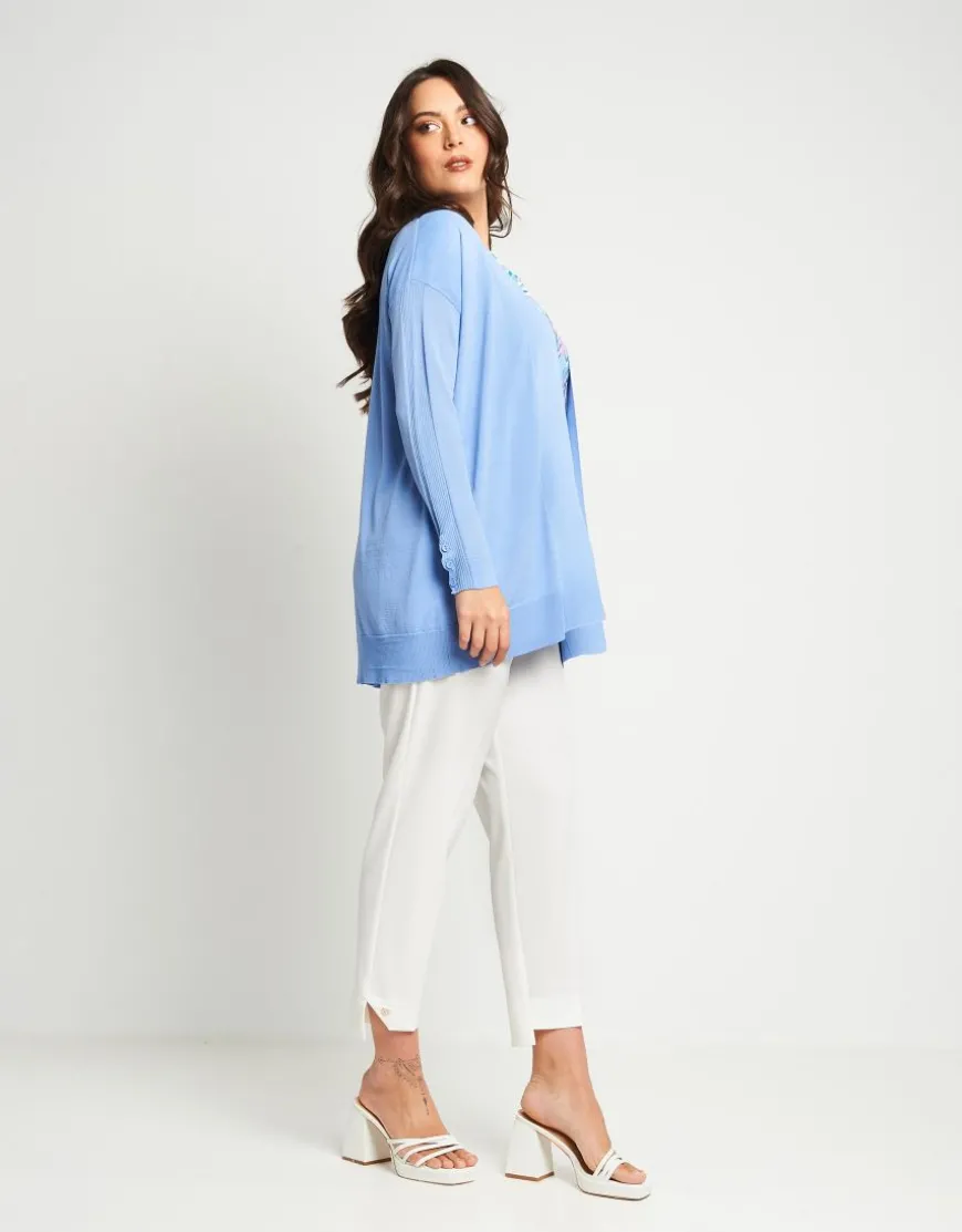 Caban in maglia con inserti a costine
