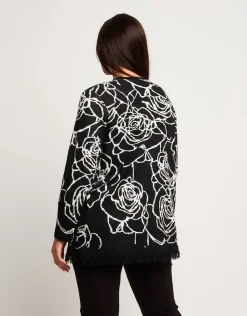 Caban jacquard con fantasia floreale
