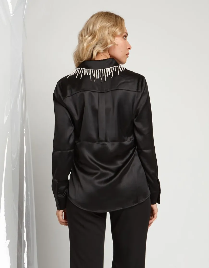 Camicia con frange di perle