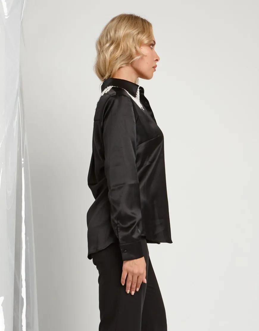 Camicia con frange di perle