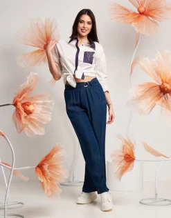 Camicia con inserti e strass