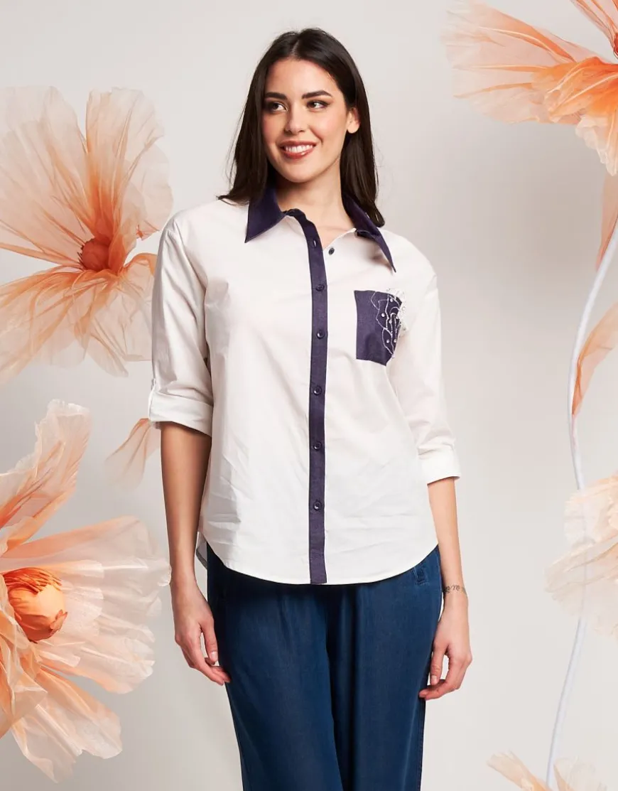 Camicia con inserti e strass
