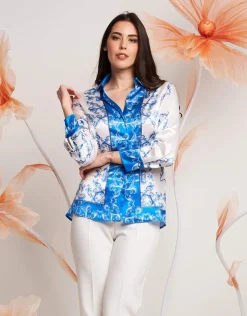 Camicia fantasia con colletto e polsi