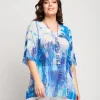 Camicia fantasia plissè con scollo a V