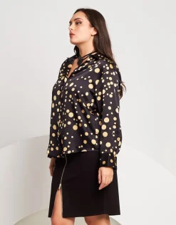 Camicia fantasia pois con bottoni a cuore