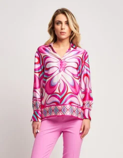 Camicia in raso con bottoni gioiello