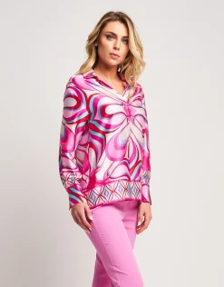 Camicia in raso con bottoni gioiello