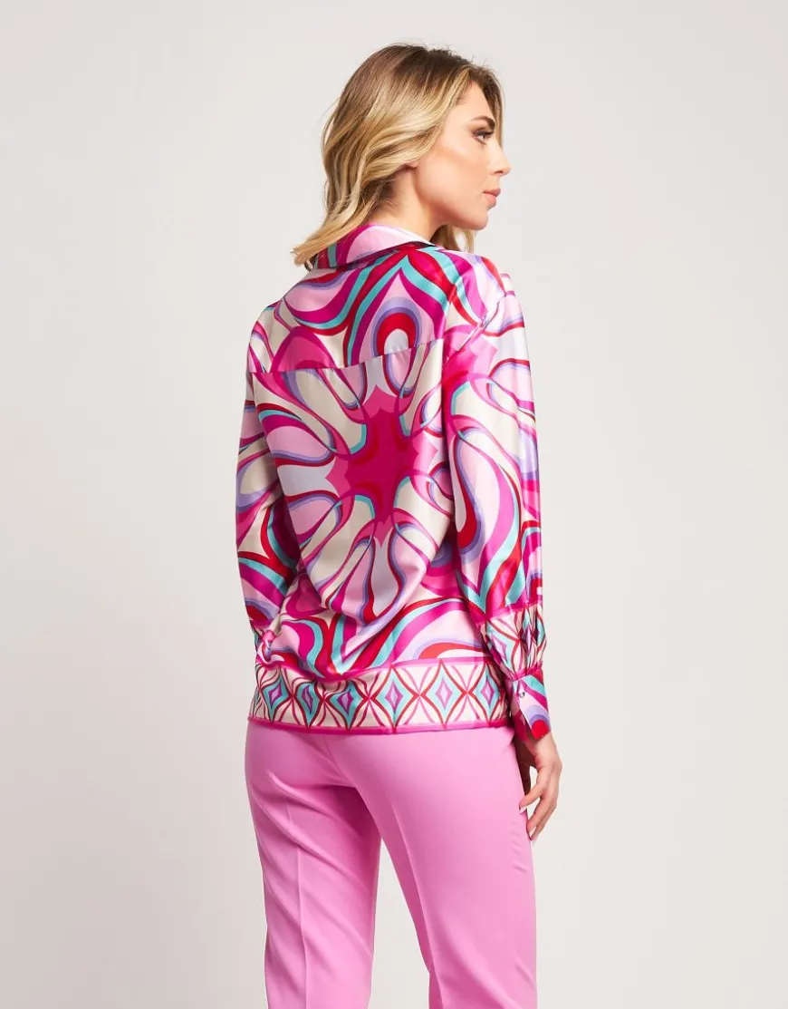 Camicia in raso con bottoni gioiello