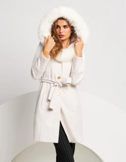 Cappotto con cappuccio e ecopelliccia