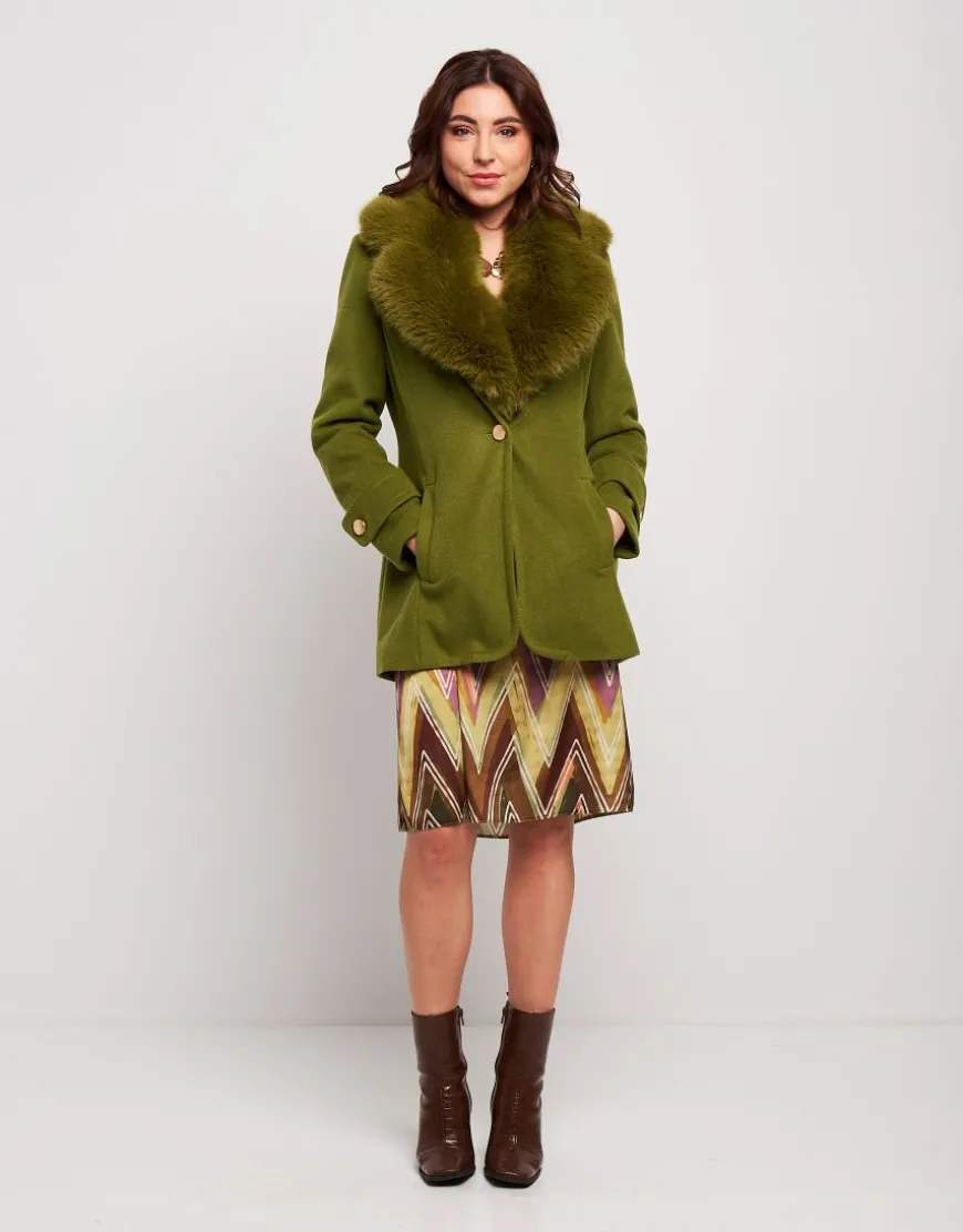 Cappotto con ecopelliccia