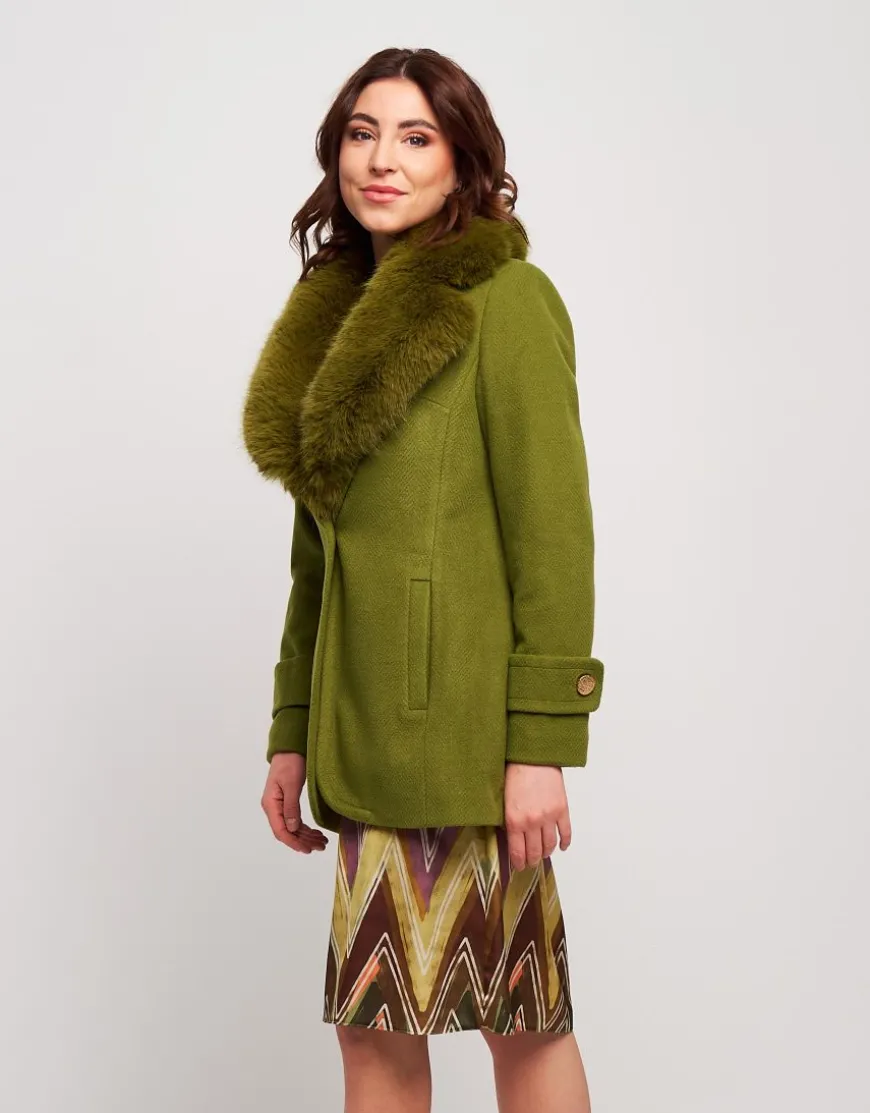 Cappotto con ecopelliccia