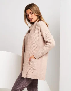 Cardigan a coste con lavorazione