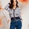 Cardigan a righe con catena oro