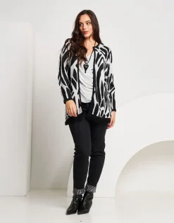 Cardigan bicolore con frange