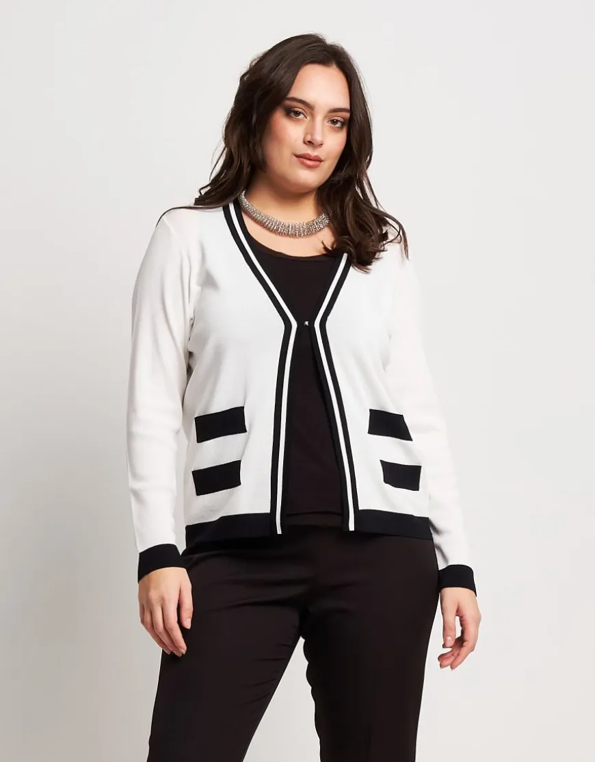Cardigan in maglia battuta con bordi