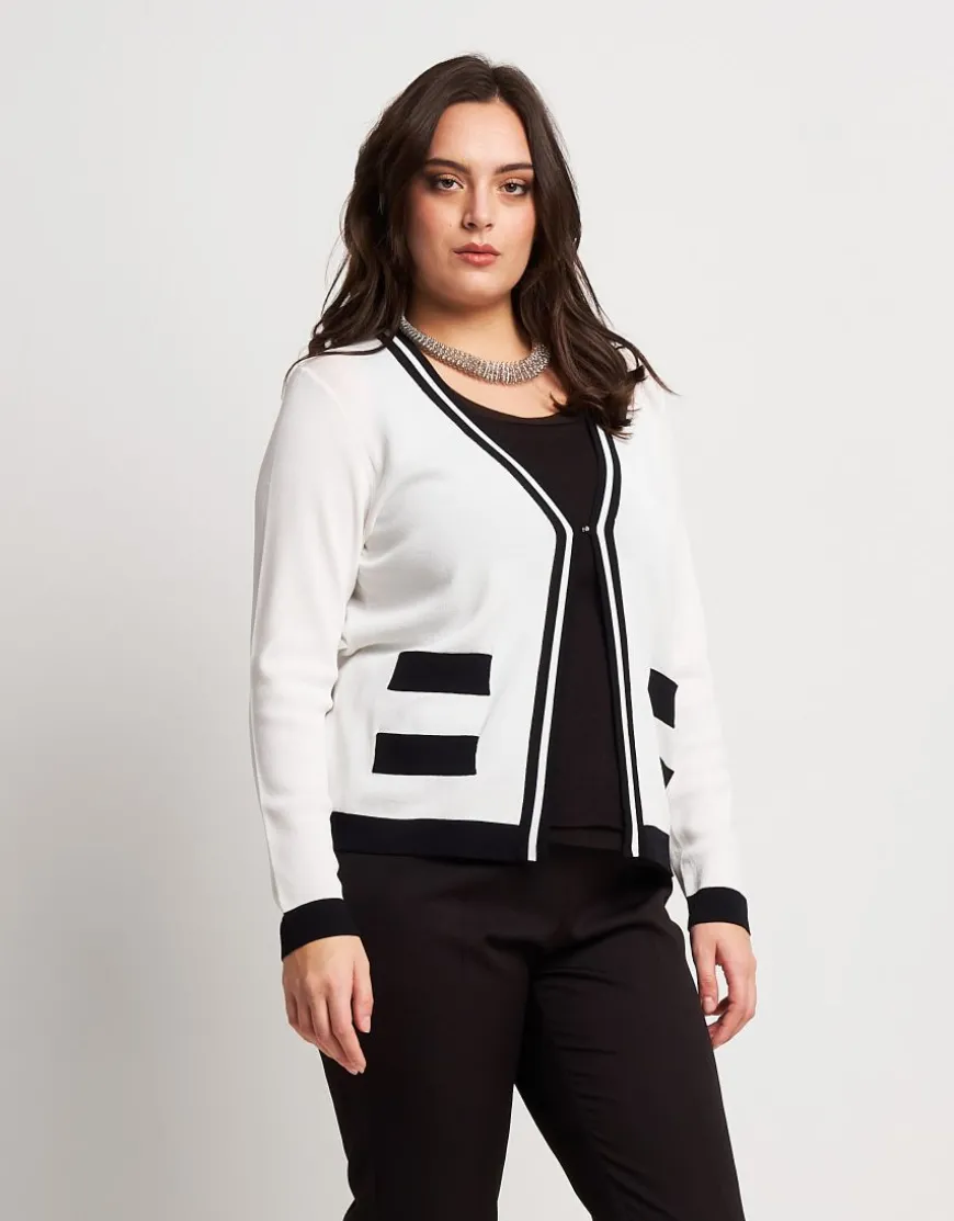 Cardigan in maglia battuta con bordi