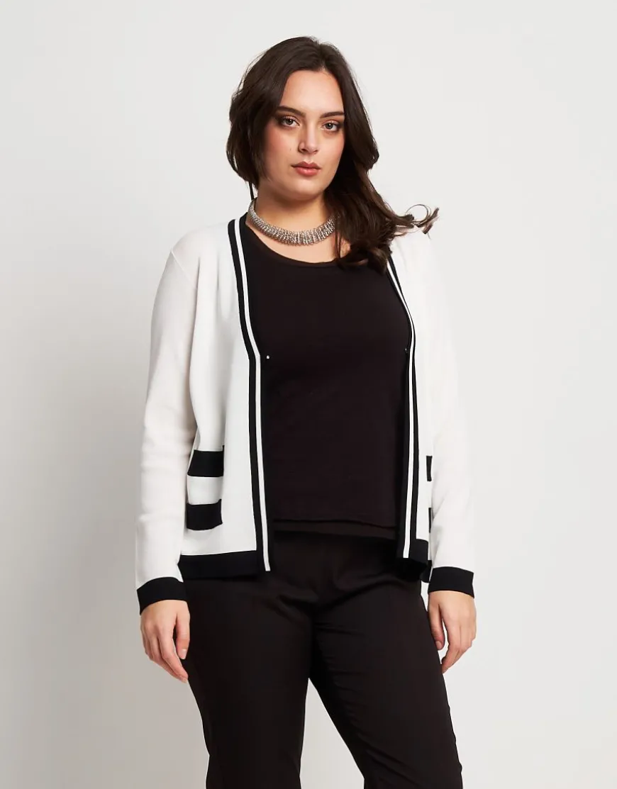 Cardigan in maglia battuta con bordi