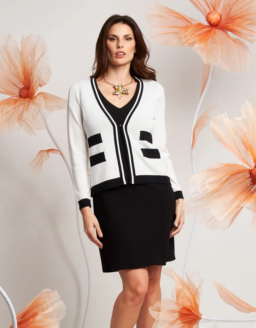 Cardigan maglia battuta con bordi
