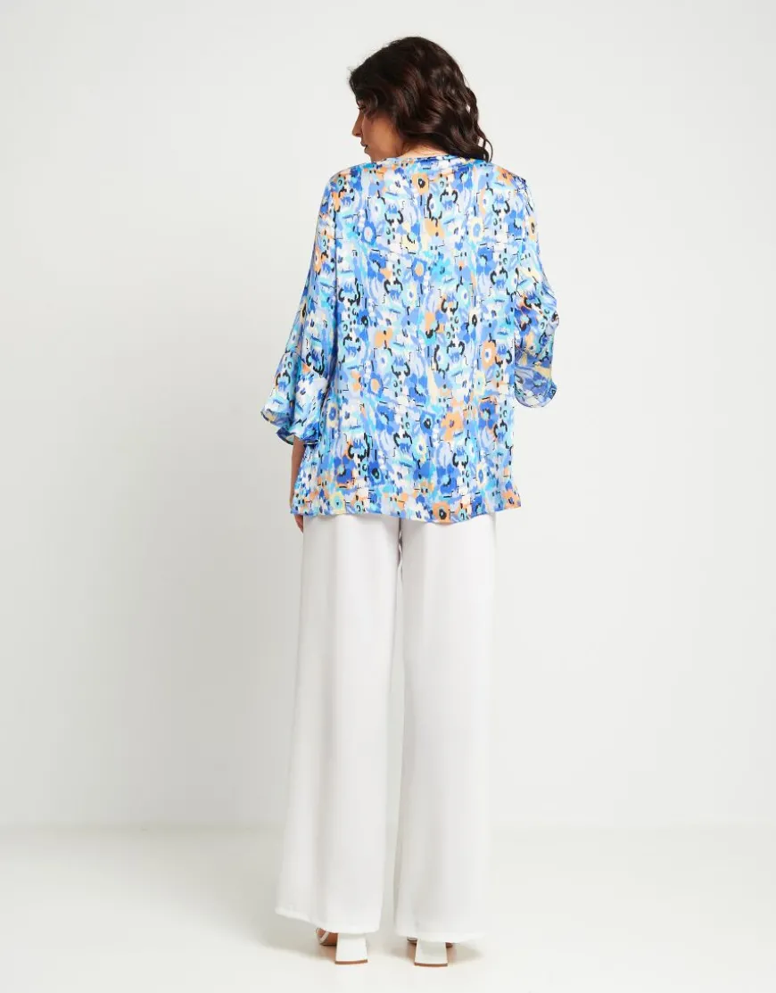 Casacca fantasia bluette