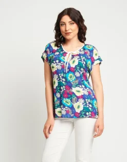 Casacca fantasia con maniche a kimono e fiocco