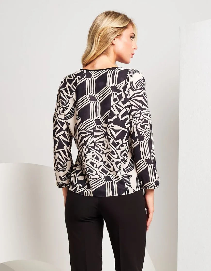 Casacca in crêpe fantasia geometrica