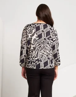 Casacca in crêpe fantasia geometrica