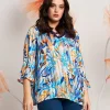 Casacca in georgette con scollo a V e volant