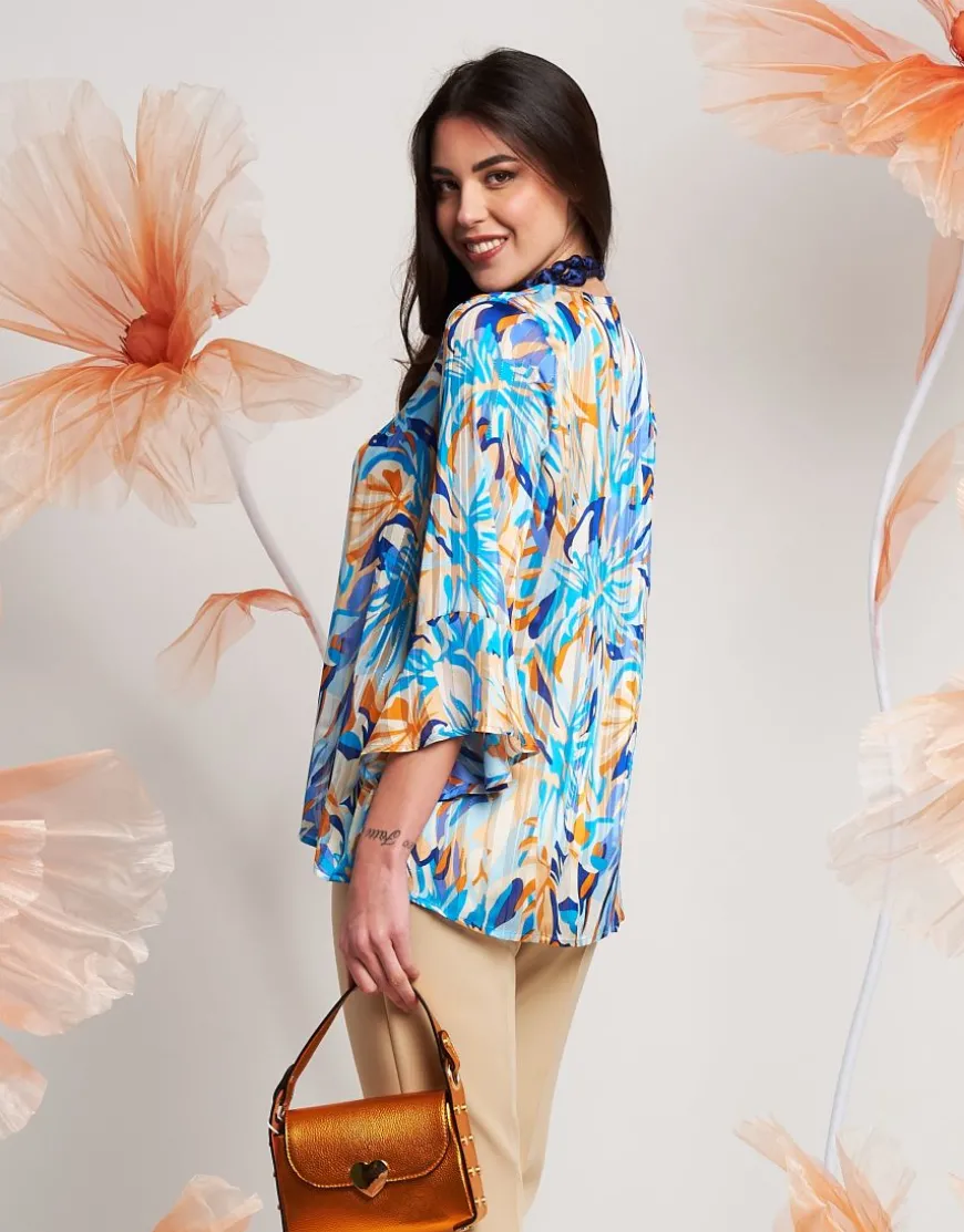 Casacca in georgette con scollo a V e volant