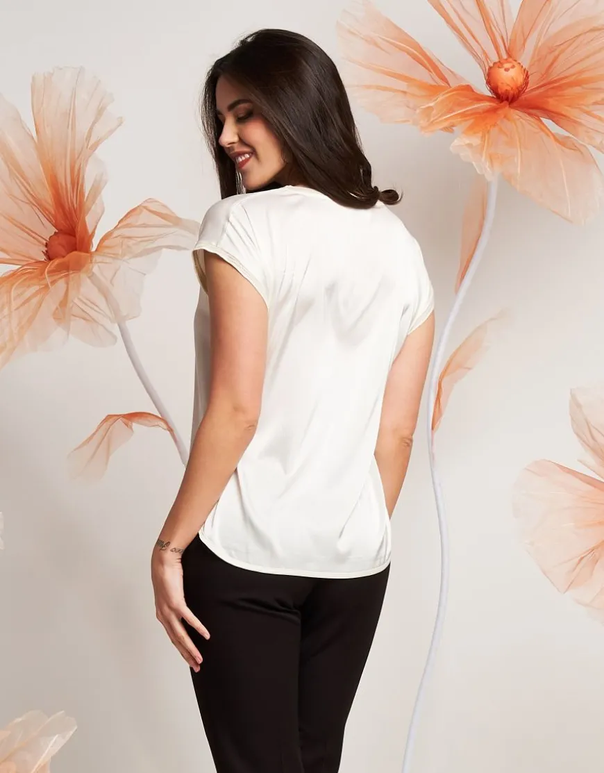 Casacca in raso con bordi in maglia