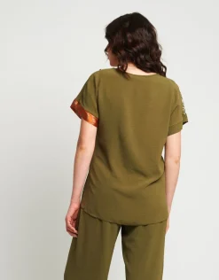 Casacca in viscosa e raso con maniche a kimono