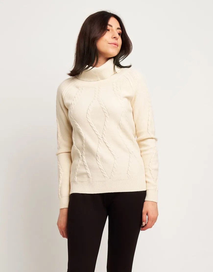 Dolcevita a coste con maniche raglan