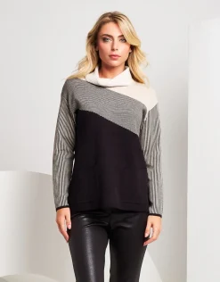 Dolcevita color block a righe