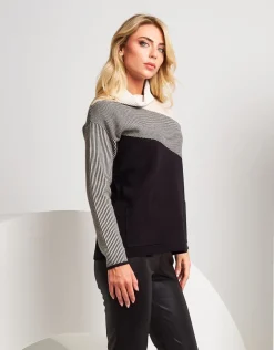 Dolcevita color block a righe