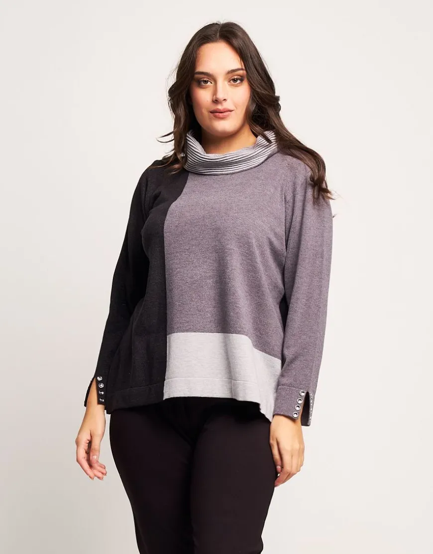 Dolcevita color block grigio