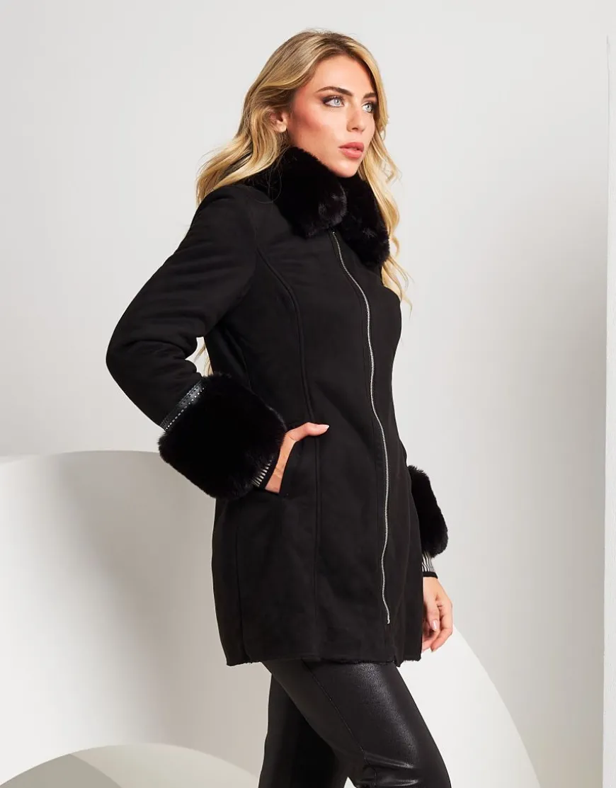 Ecomontone con zip e dettaglio borchie