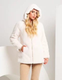 Ecopelliccia con cappuccio e zip