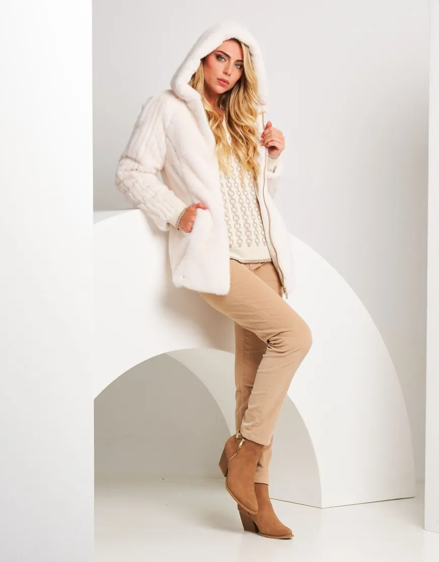 Ecopelliccia con cappuccio e zip