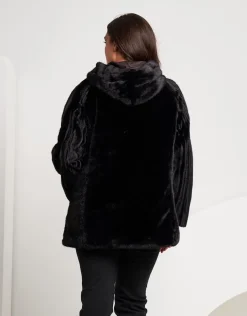 Ecopelliccia con cappuccio e zip