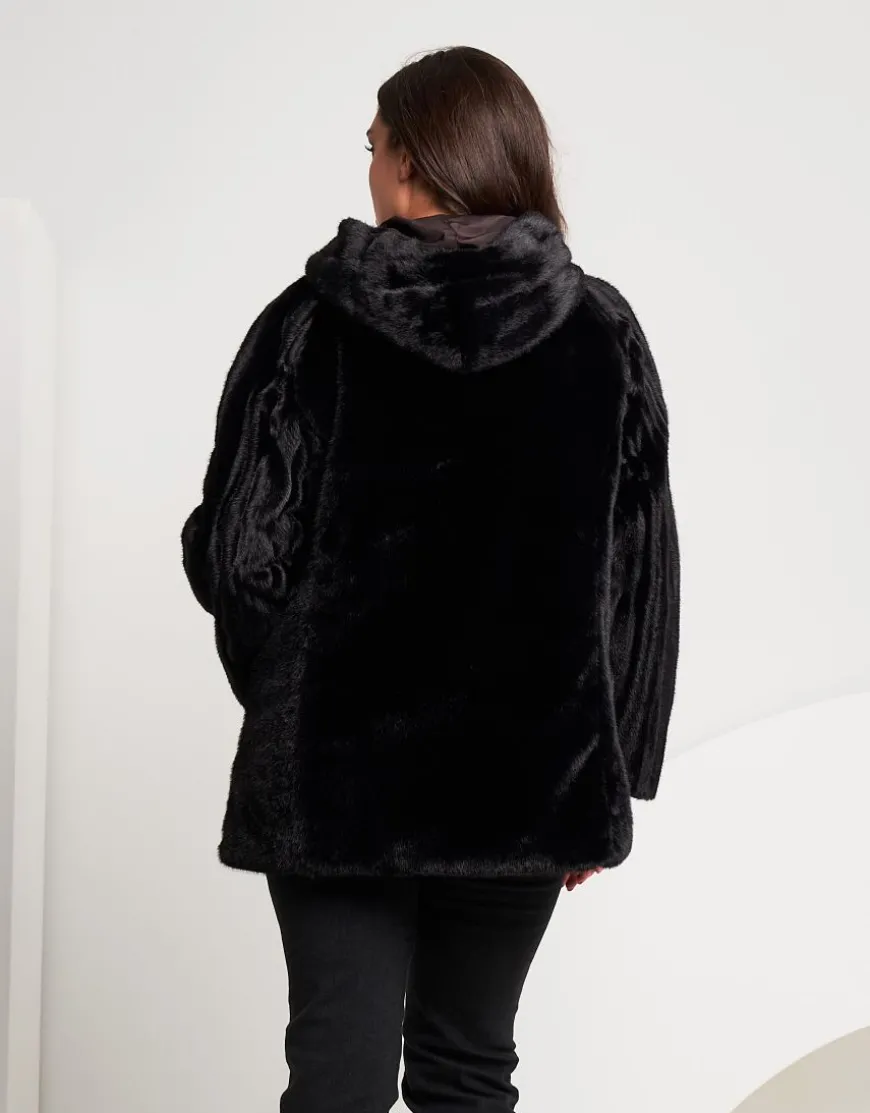 Ecopelliccia con cappuccio e zip