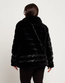 Ecopelliccia con ricamo di paillettes