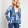 Giacca bistretch fantasia con pattine e revers