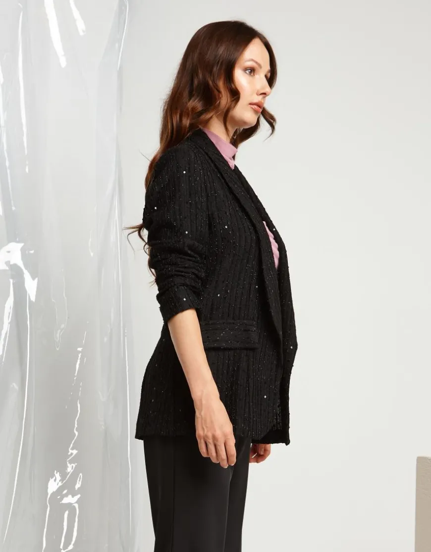 Giacca bouclé con paillettes