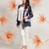 Giacca camicia in denim gessato