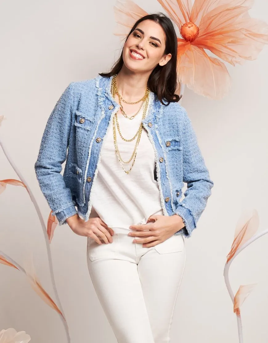 Giacca in jeans effetto bouclé
