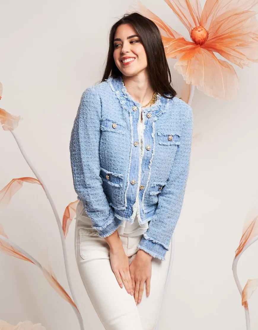 Giacca in jeans effetto bouclé