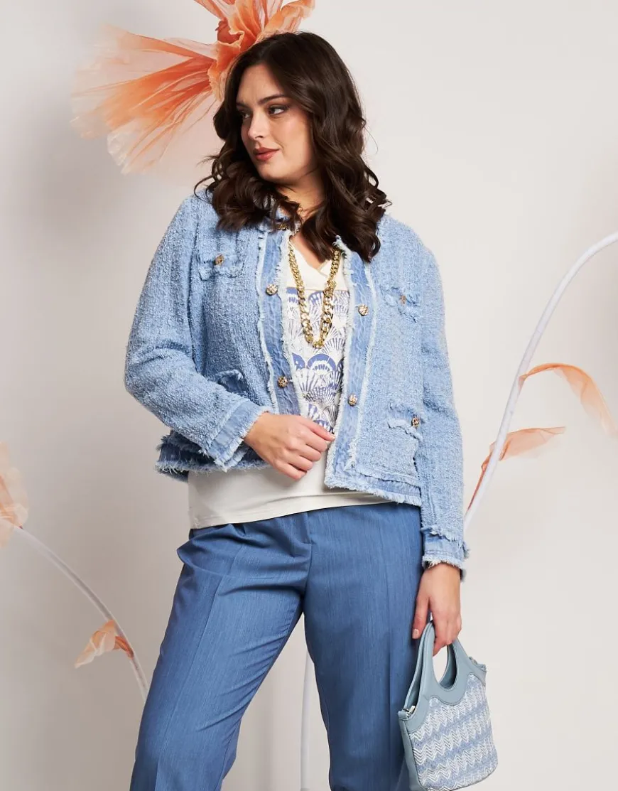 Giacca in jeans effetto bouclé