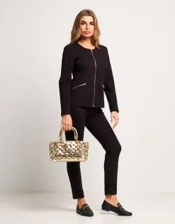 Giacca in punto Milano con zip dorate