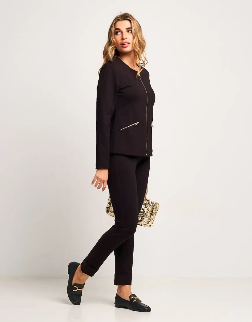Giacca in punto Milano con zip dorate