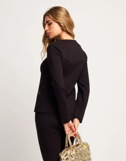 Giacca in punto Milano con zip dorate